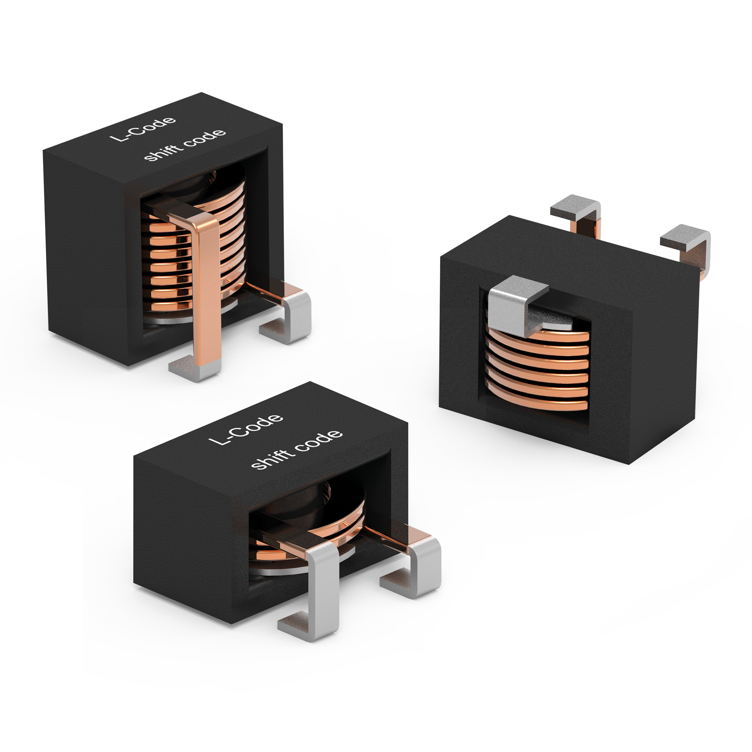 The three standard sizes of the WE-SFIA flat-wire inductor
